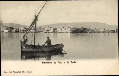 Ak Suez Ägypten, Panorama von Suez und Tacka