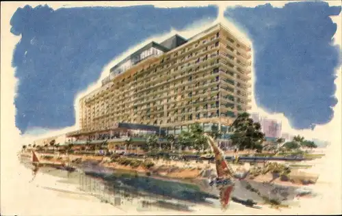 Künstler Ak Ägypten, Hotel Hilton