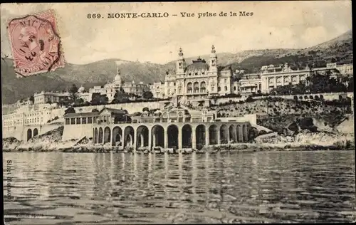 Ak Monte Carlo Monaco, Ansicht vom Meer aus