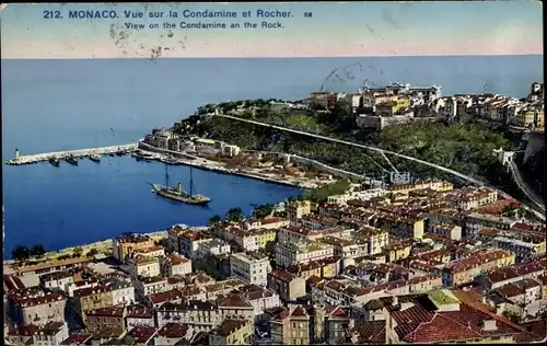 Ak Monaco, Panorama, Condamine, Rocher
