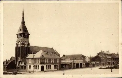 Ak Villers Bretonneux Somme, Place, Rue de la République