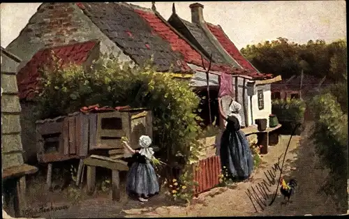 Künstler Ak Gerstenhauer, Johann Georg, niederländisches Motiv, Bauernhaus