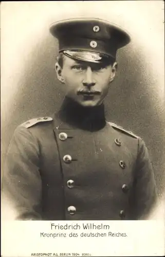 Ak Kronprinz Wilhelm von Preußen, Portrait, Uniform, Schirmmütze