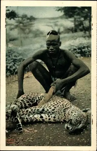 Ak Afrika, Leopard, Afrikaner, Jagdszene