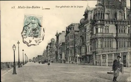 Ak Malo les Bains Nord, Vue generale de la Digue