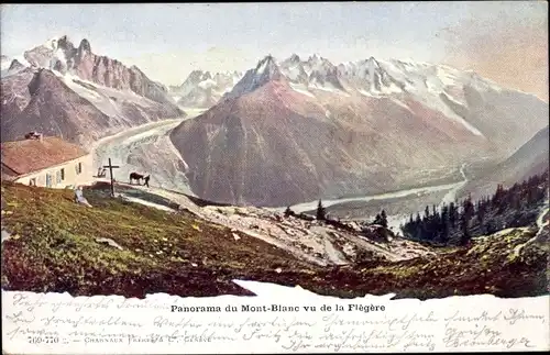 Ak Chamonix Mont Blanc Haute Savoie, Panorama des Mont Blanc von La Flégère aus gesehen