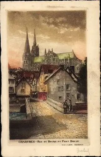 Ak Chartres Eure et Loir, Rue du Bourg, Pont Bouju