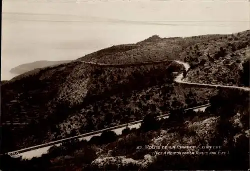 Ak La Turbie Alpes Maritimes, Route de la Grande Corniche