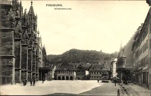 Ak Freiburg im Breisgau, Münsterplatz