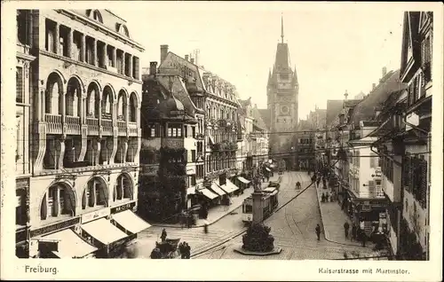 Ak Freiburg im Breisgau, Kaiserstraße, Martinstor