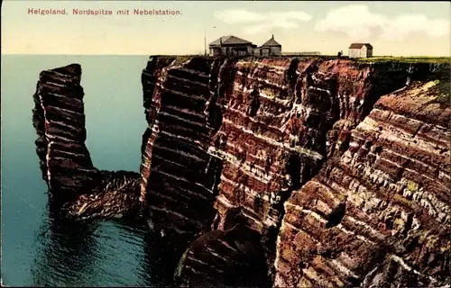 Ak Helgoland, Nordspitze mit Nebelstation