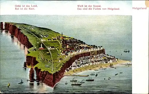 Ak Helgoland, Gesamtansicht der Insel, Gedicht