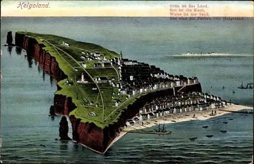 Ak Nordseeinsel Helgoland, Gesamtansicht, Gedicht