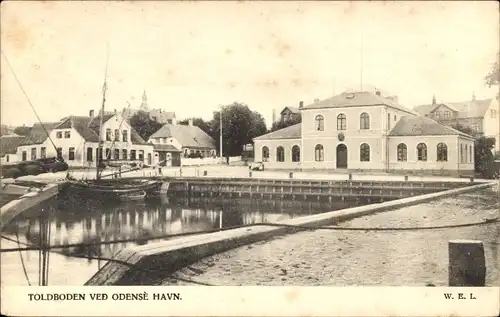 Ak Odense Dänemark, Toldboden ved Odensè Havn