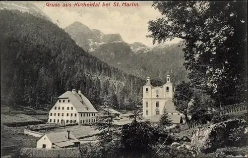 Ak Sankt Martin bei Lofer in Salzburg, Gruß aus Kirchental, Kirche, Gasthof