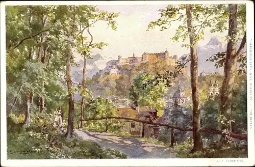 Künstler Ak Compton, E. T., Salzburg in Österreich, Ausblick vom Kapuzinerberg
