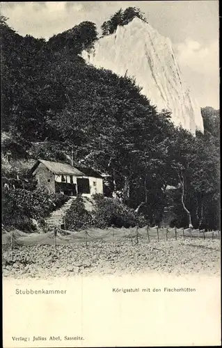 Ak Stubbenkammer Sassnitz auf Rügen, Königstuhl, Fischerhütten