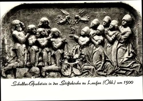 Ak Laufen an der Salzach Oberbayern, Scheller-Grabstein, Stiftskirche, um 1500