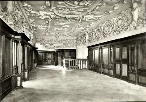 Ak Nürnberg in Mittelfranken, Stadtmuseum Fembohaus, 2. Stock, Vorraum, Stuckdecke, Carlo Brentano