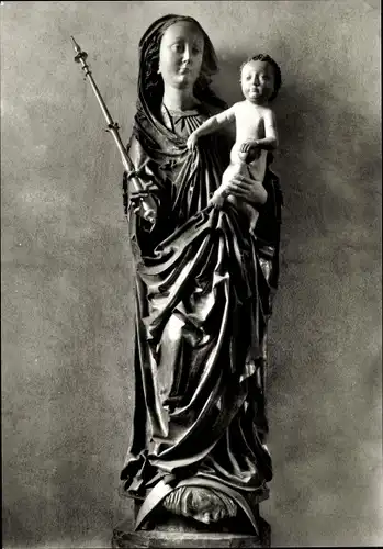 Ak Kraftshof Nürnberg in Mittelfranken Bayern, evang.-luth. St. Gorgs-Kirche, Gotische Madonna