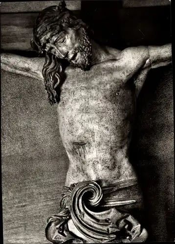 Ak Nürnberg in Mittelfranken, St. Lorenzkirche, Kruzifix, Veit Stoß