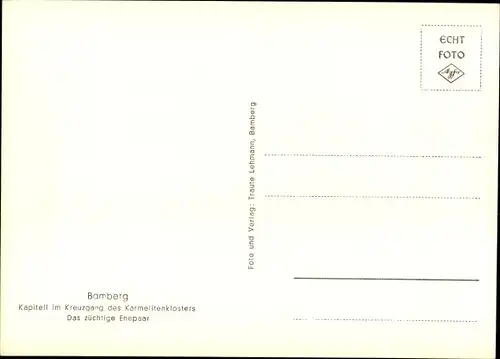 Ak Bamberg in Oberfranken, Karmeliterkloster, Kapitell, Kreuzgang, Das züchtige Ehepaar