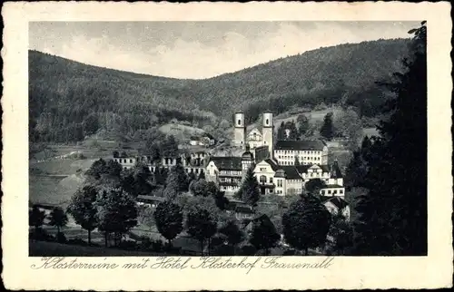 Ak Frauenalb Schielberg Marxzell im Schwarzwald, Klosterruine Frauenalb, Hotel Klosterhof
