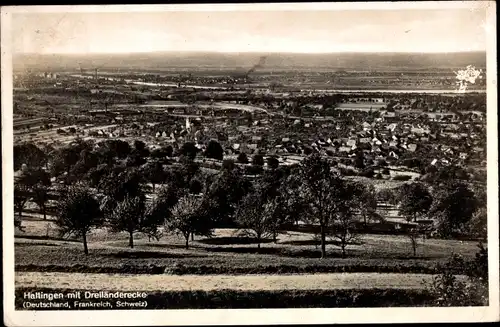 Ak Haltingen Weil am Rhein, Panorama mit Dreiländerecke Deutschland, Frankreich, Schweiz