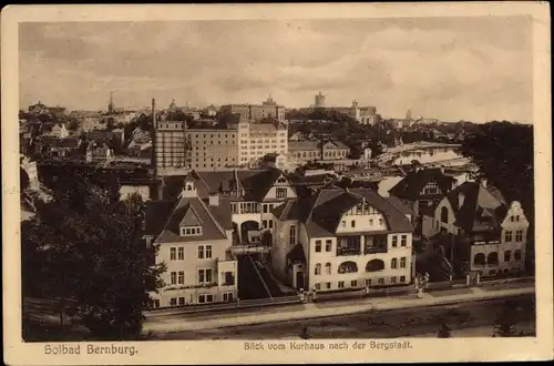 Ak Bernburg an der Saale, Blick vom Kurhaus auf die Bergstadt