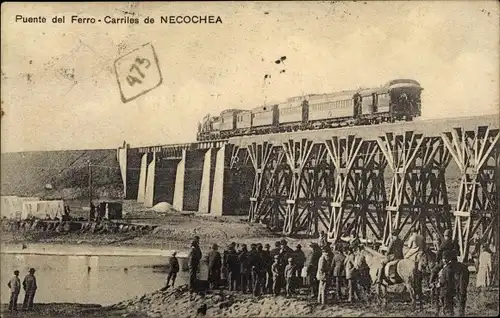 Ak Necochea Argentinien, Partie bei der Eisenbahnbrücke
