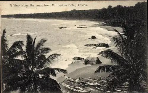 Ak Ceylon Sri Lanka, View along the coast from Mt. Lavinia Hotel