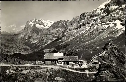 Ak Kanton Bern, Berner Oberland, Kleine Scheidegg, Restaurant Grindelwaldblick, Wetterhorn