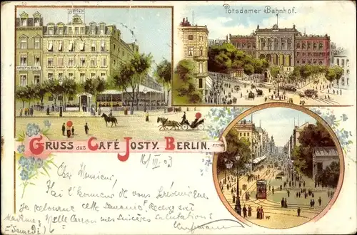 Litho Berlin, Potsdamer Bahnhof, Stadtpartien, Cafe Josty