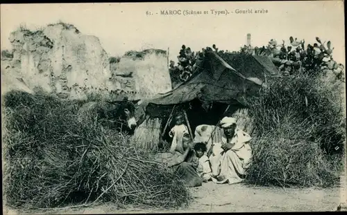 Ak Marokko, Szenen und Typen, Arabische Gourbi, Maghreb