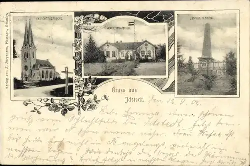 Ak Idstedt in Schleswig Holstein, Gedächtniskirche, Waffenkammer, Idstedt-Denkmal
