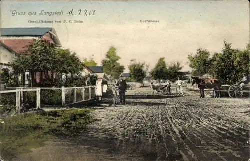 Ak Langstedt in Schleswig Holstein, Dorfstraße, Geschäftshaus P. C. Rohn