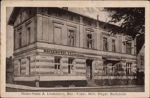 Ak Buxtehude in Niedersachsen, Hafen-Hotel A. Lindemann