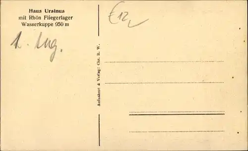 Ak Gersfeld in der Rhön Hessen, Wasserkuppe, Fliegerlager, Haus Ursinus