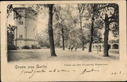 Ak Berlin Tiergarten, Partie aus dem Tiergarten, Wasserturm