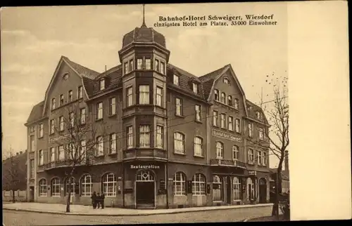 Ak Wiesdorf Leverkusen am Rhein, Bahnhofs-Hotel Schweigert, Restauration