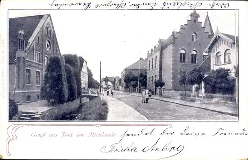 Ak Jork im Alten Land, Straßenpartie