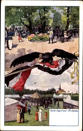 Künstler Ak Hamburg, Garde-Appell, Festplatz, Kaiserliche Fahne, Adler