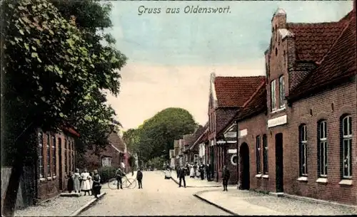 Ak Oldenswort in Nordfriesland, Straßenpartie