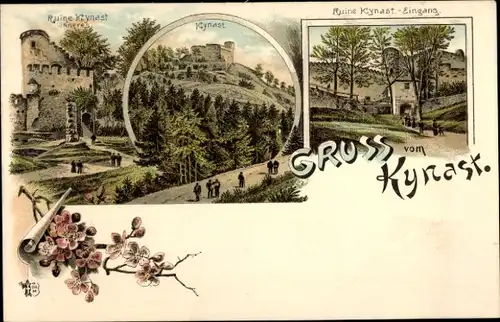 Ak Sobieszów Hermsdorf Kynast Riesengebirge Schlesien, Ruine, Eingang, innen, aussen