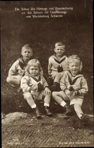 Ak Söhne des Herzogs von Braunschweig, Söhne des Großherzogs von Mecklenburg Schwerin
