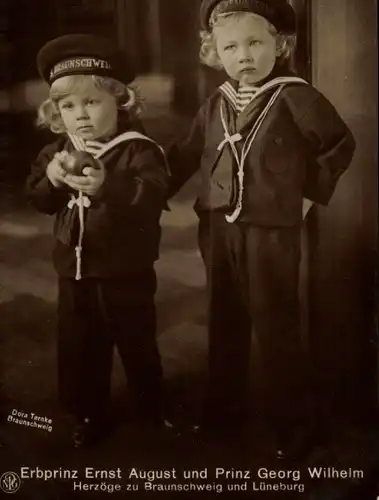 Ak Erbprinz Ernst August zu Braunschweig und Lüneburg, Prinz Georg Wilhelm, Matrosenanzüge