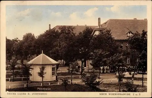 Ak Neues Lager bei Jüterbog in Brandenburg, Neue Wohngebäude 2 und 3, Milchhalle