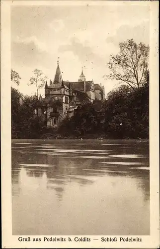 Ak Podelwitz Colditz in Sachsen, Schloss Podelwitz, Schlossteich