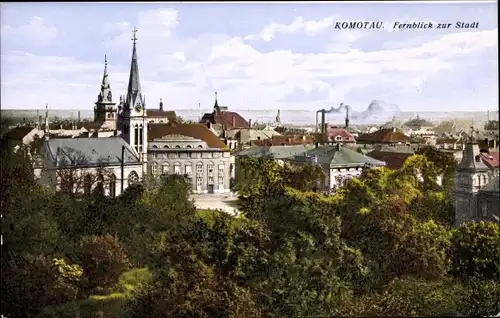 Ak Chomutov Komotau Region Aussig, Fernblick zur Stadt