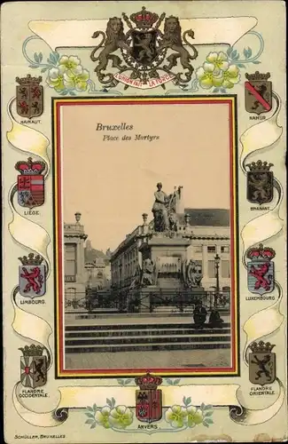 Passepartout Präge Wappen Ak Bruxelles Brüssel, Place des Mortyrs